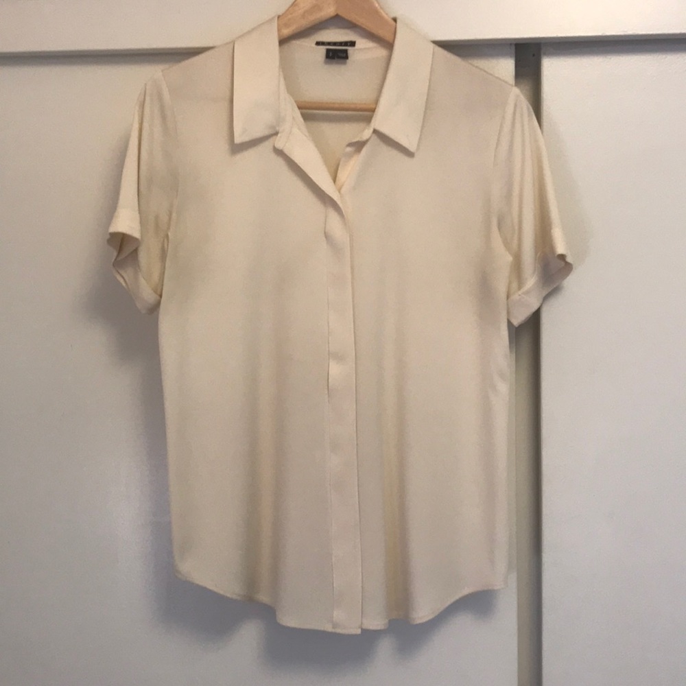 Theory- Silk Short Sleeve Blouse